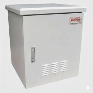 Rack Exterior  9 UR x 19" Prof x 600mm Muro / Poste Incl.2 Extractores con Termostato de Temperatura