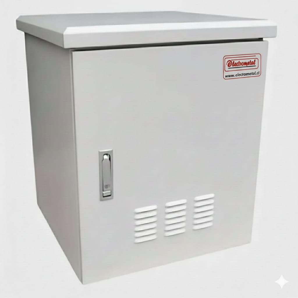 Rack Exterior 9 UR x 19" Prof x 600mm Muro / Poste Incl.2 Extractores con Termostato de Temperatura