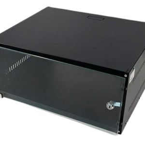 Gabinete Rack Mural 4UR x 19" x 400mm  Celosias Laterales Puerta Vidrio Templado Chapa con Llave